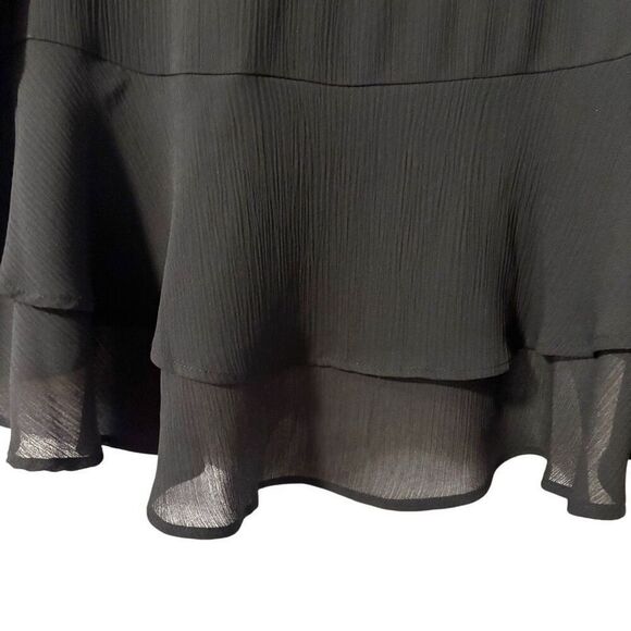 Simply Vera Vera Wang XXL black sleeveless collar hidden button front peplum tie - Picture 2 of 10